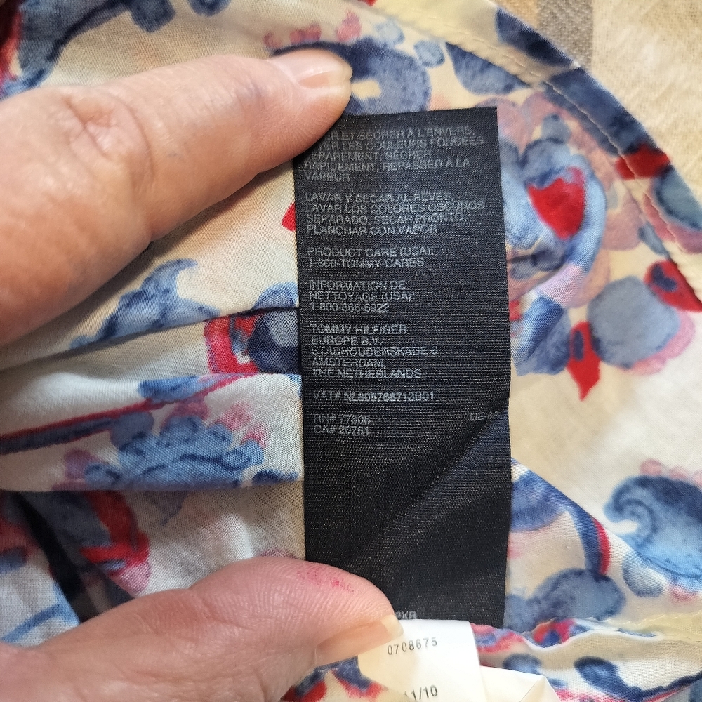 Tommy Hilfiger Blue/Red Paisley Blouse Sz L Boho Preppy Cottagecore Prairie - Picture 8 of 9